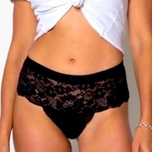 NWT Free People We Are Hah Spin Me Panty Black Lace Underwear extra small